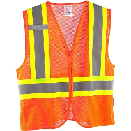Global Industrial Two-Tone Safety Vest 2XL/3XL Class 2 U Back, , Zipper 2 Pockets, 1 Mic Tab 641639OXXL